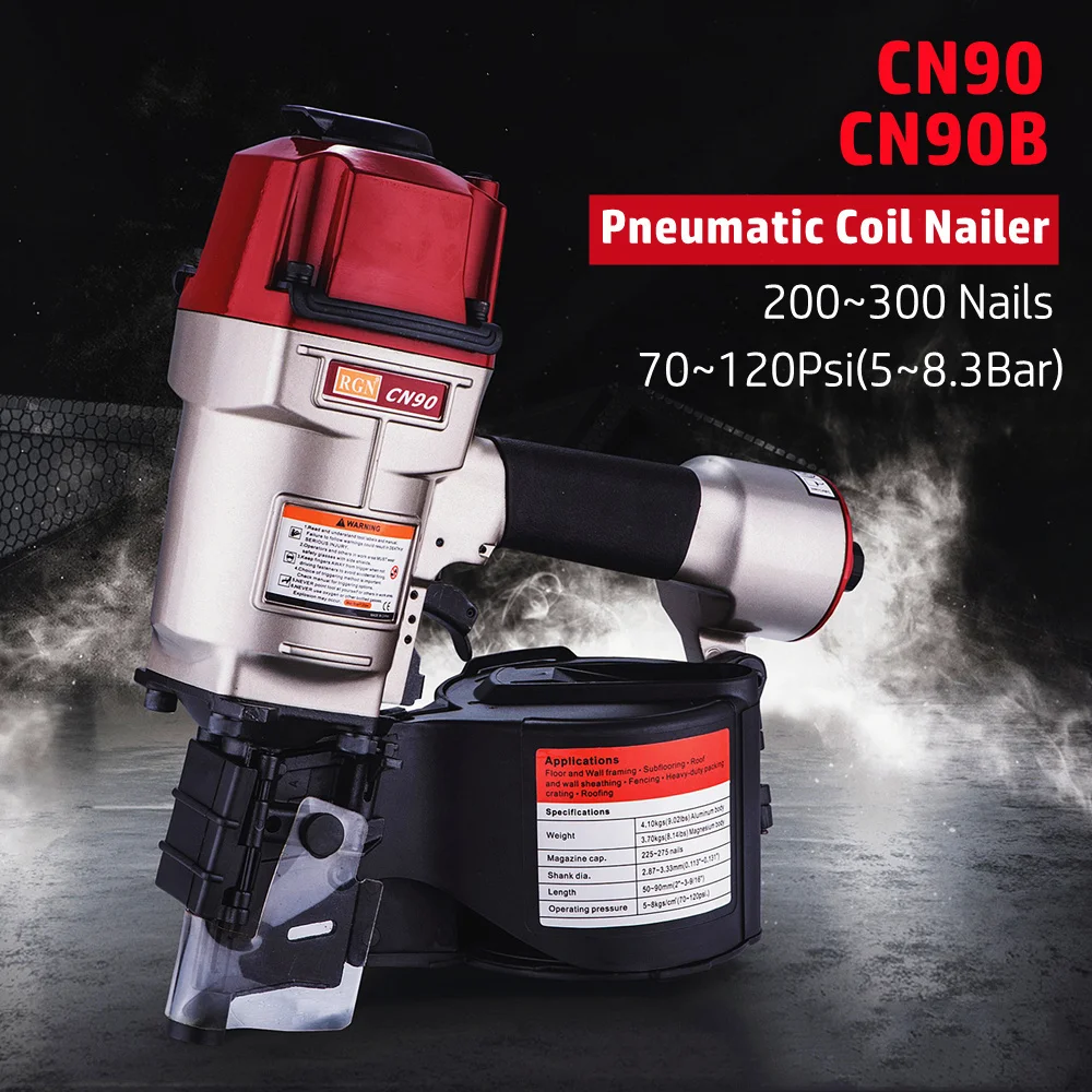 CN90 CN90B Pneumatic Nail Rolling Gun Nail Shooting Gun Woodworking Tray Wooden Box Pallet Wooden Frame Air Coil Nailer Nail Gun