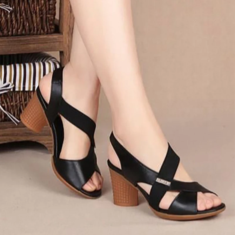 

Сандалии женские на толстом среднем каблуке, Нескользящие, повседневные, без застежки, с открытым носком, мягкая подошва, летняя обувь