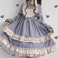 classical vintage lolita dress for women soft sisters temperament long sleeve girls op sweet cute daily bow ruffle dress