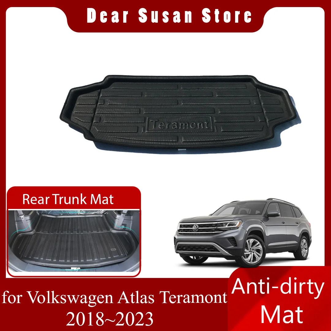 

Car Rear Trunk Mat For Volkswagen VW Atlas Teramont SE R-Line 2018~2023 Tray Waterproof Pad Space Boot Carg Cover Accessories