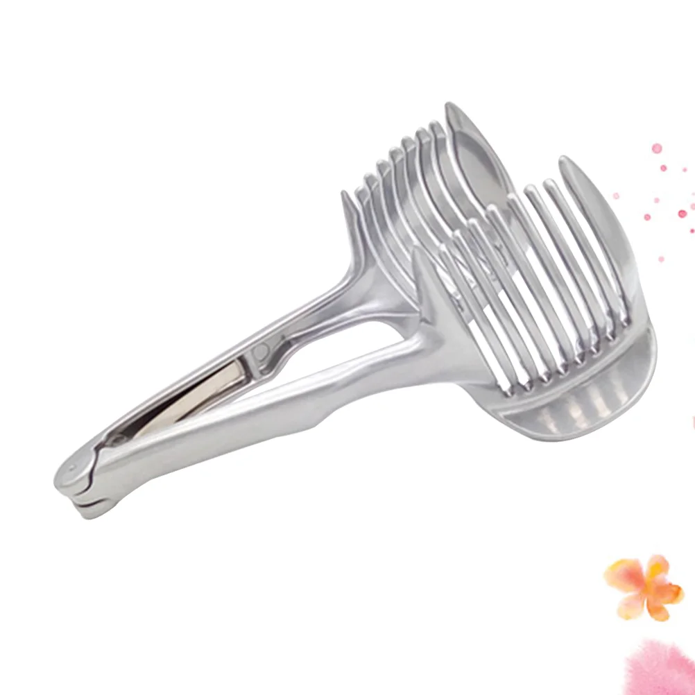 

1pc Handheld Stainless Steel Multiuse Onion Potatoes Lemon Round Fruits Tomato Cutting Aid Tongs Slicer Kitchen accessories
