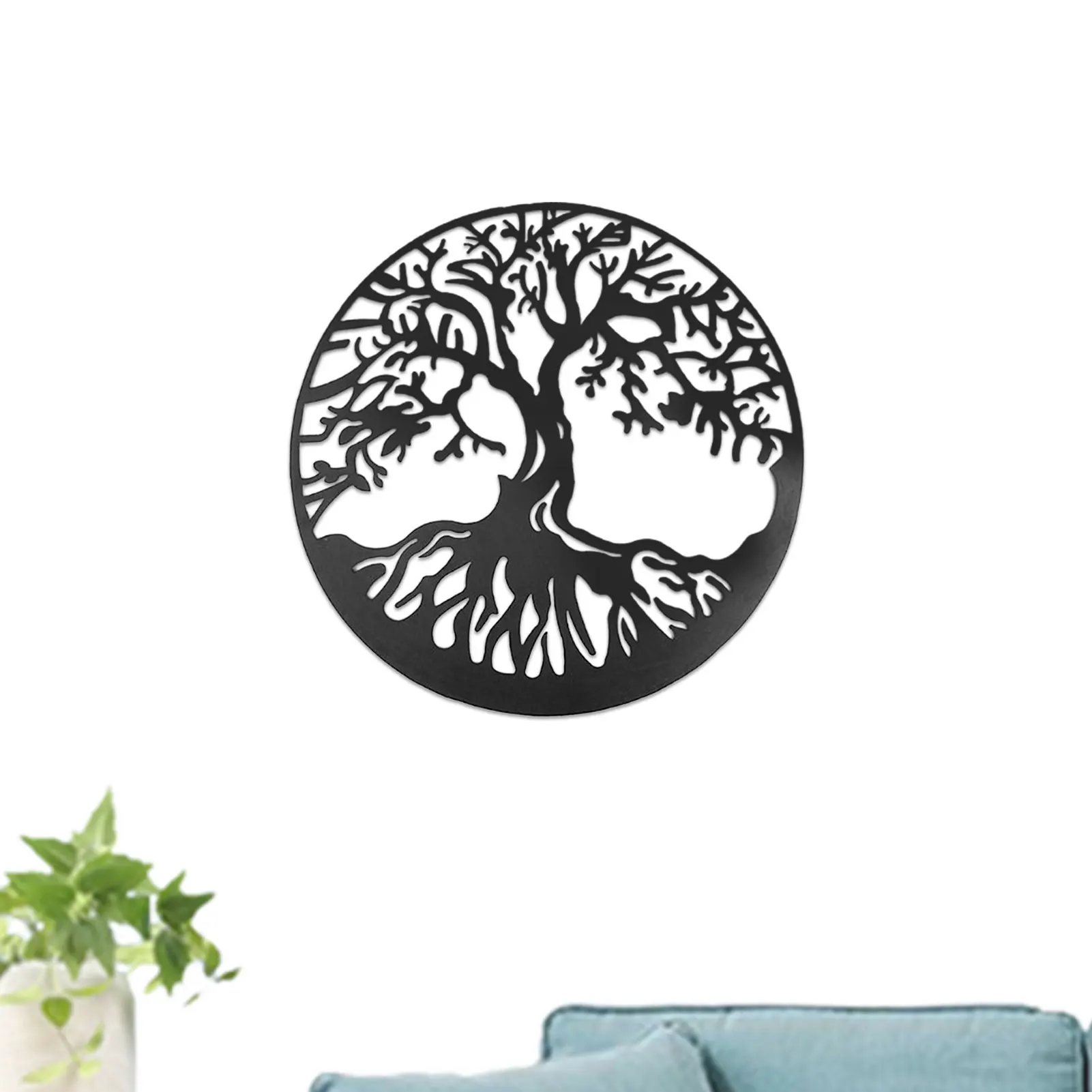 

Настенное украшение «Древо жизни», черный подвесной орнамент из нержавеющей стали для дома и улицы