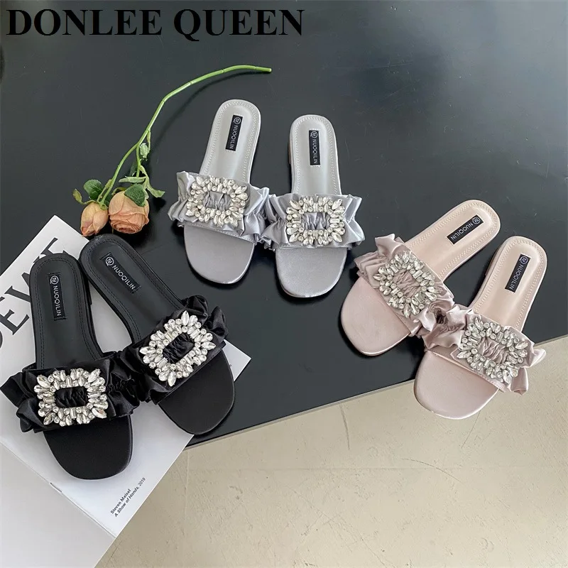 

Новинка, Брендовые женские шлепанцы, роскошные шлепанцы с открытым носком, без застежки, шлепанцы для отдыха, пляжа, летняя обувь