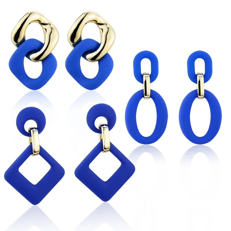 

Chic Klein Blue Exaggerated Earring for Women Large Stud Earring for Teen Korean Fashion Jewelry Acrylic Summer Pendientes Mujer