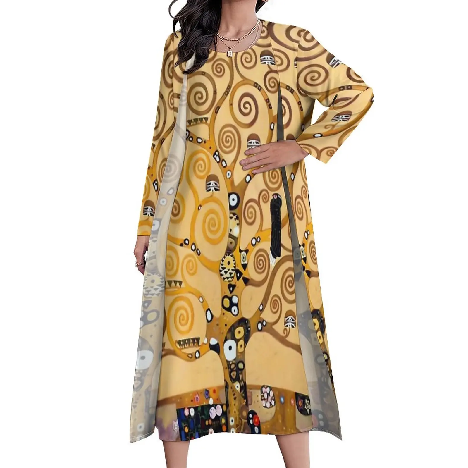 

Художественное платье Gustav Klimt, уличная одежда с деревом жизни, пляжные Длинные платья бохо, женское сексуальное Макси-платье на заказ, большой размер 4XL