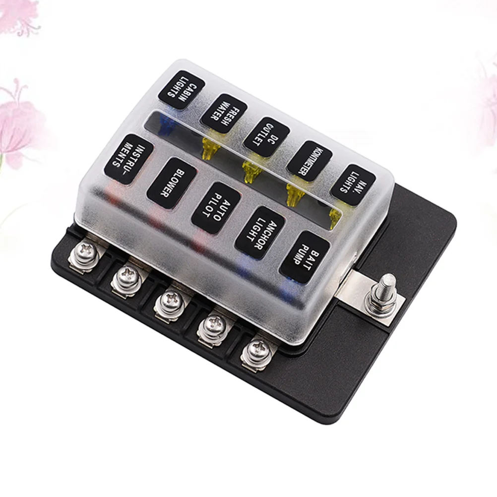 

Universal 10 Way Fuse Box Block Fuse Holder Box Car Vehicle Circuit Automotive Car Fuse Accessory Tool Black 12-36v