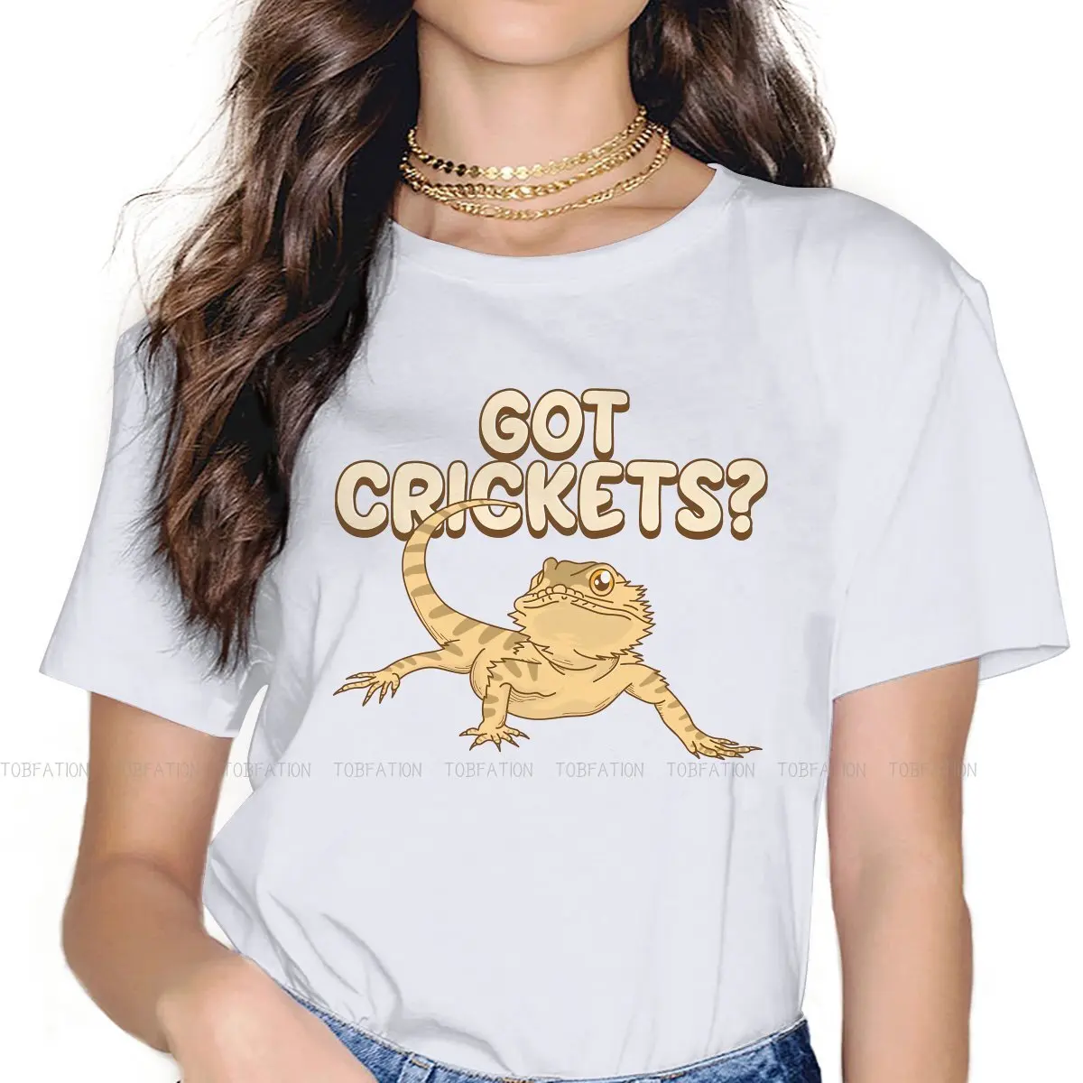 

Got Crickets Funny Reptile Women TShirt Gecko Lover Girls Basic Tops O-neck Female T Shirt 5XL Funny Fashion Gift