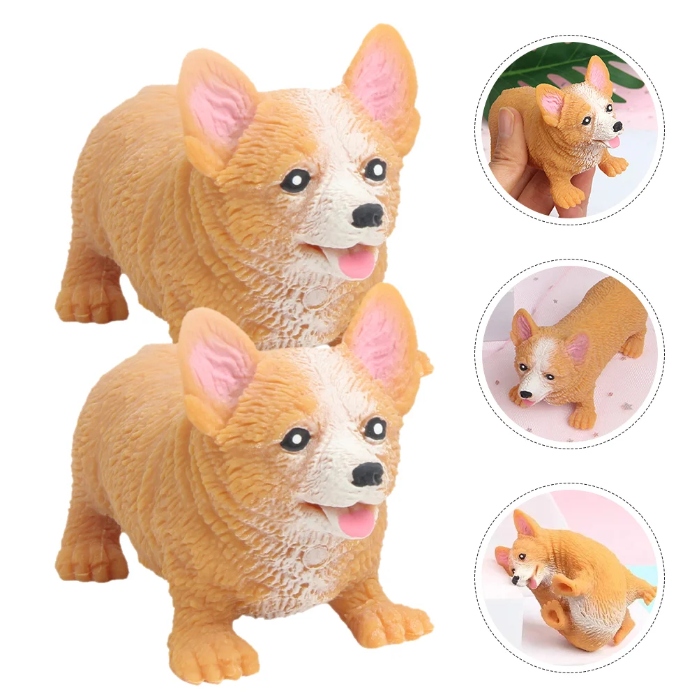 

2 Pcs Decompress Squeezing Toy Anger Relief Toys The Gift Dog Squeeze Stretchy Office Desk Small Animals