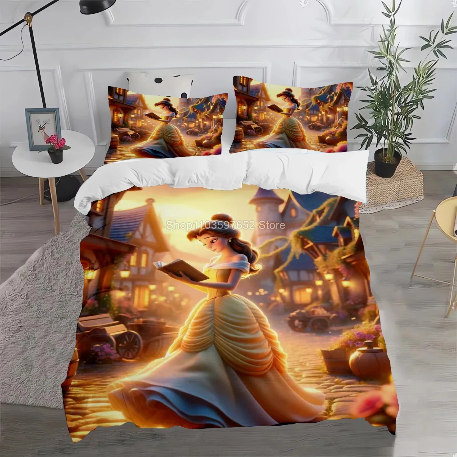 Детский комплект постельного белья с 3d-изображением красавицы и чудовища