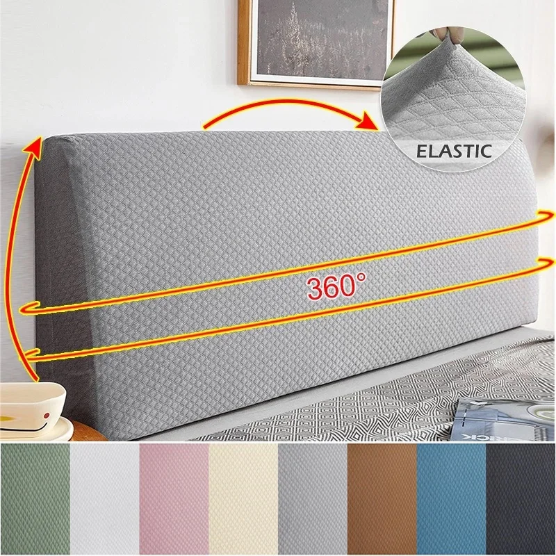 

Solid Color Elastic Bed Headboard Cover Thick All-inclusive Bedhead Cover Stretch Bed Back Headboard Dust Protector Home Hotel