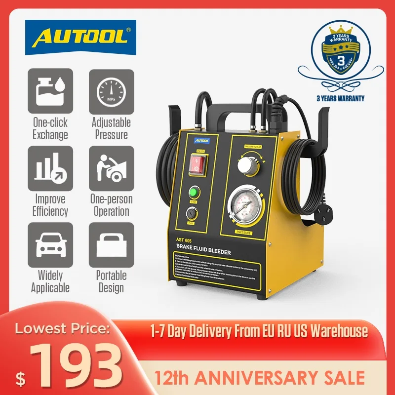 AUTOOL AST605 Car Pulsating Brake Oil Changer Single Clutch Slave Cylinders Brake Bleeder Fluid Pump Kit Oil Changer 110/220V
