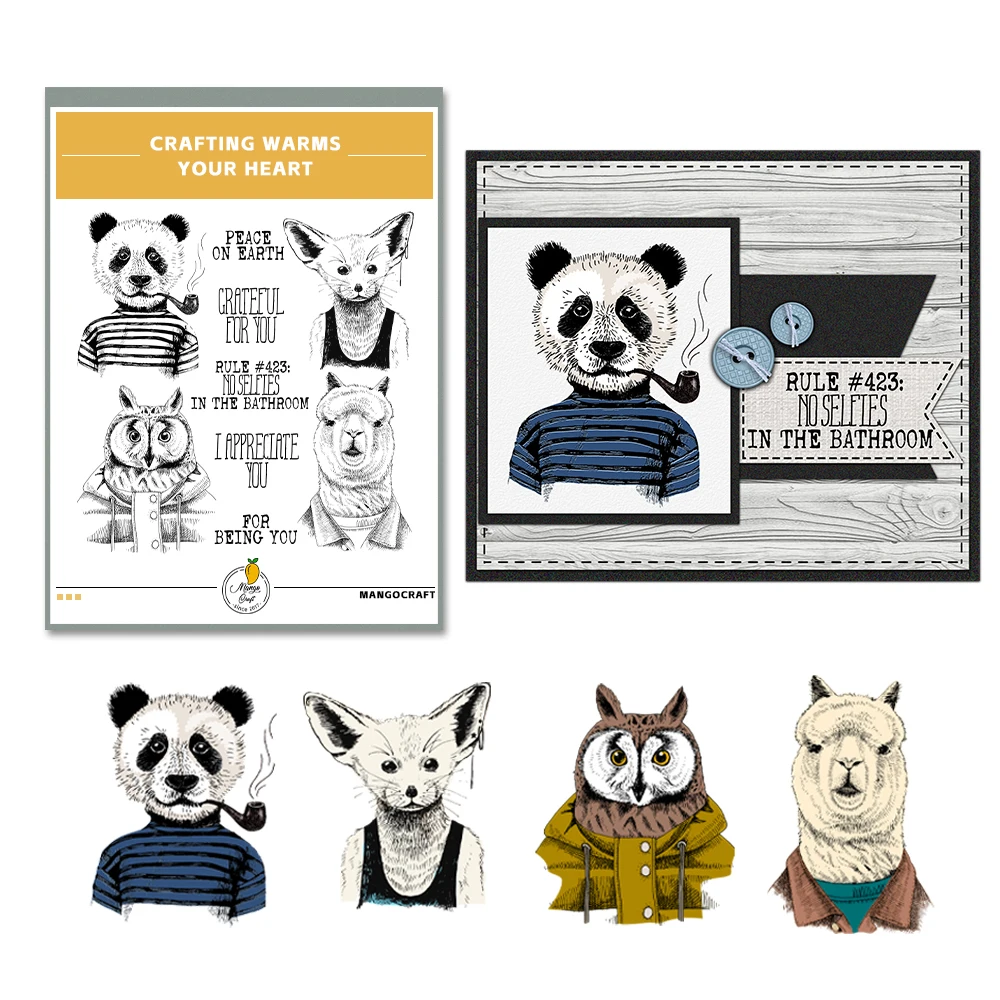 

MangoCraft Cute Funny Panda Owl Animals Clear Stamp DIY Scrapbooking Supplies Silicone Stamps For Paper Cards Albums Decor