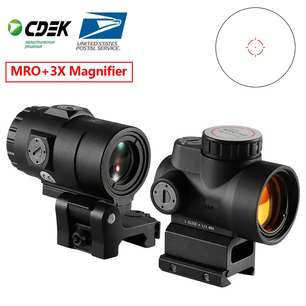 

Тактический Оптический прицел MRO с красной точкой/3x лупа комбинированный прицел для охотничьей Винтовки 1x25 оптический прицел с креплением ...