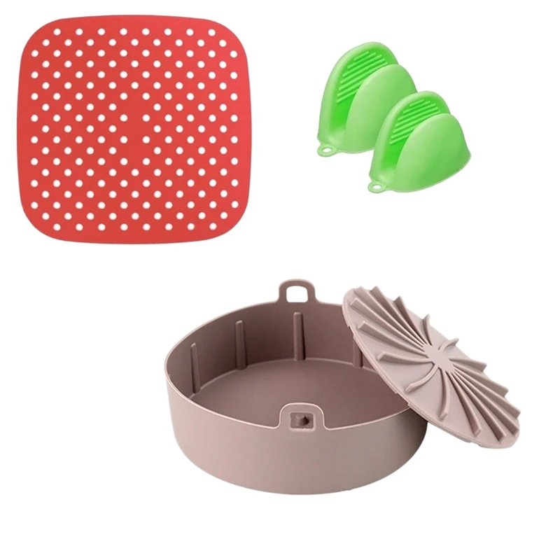 

Air Fryer Silicone Pot Accessories Kit Air Fryer Liners Silicone Air Fryer Basket Mat With Mini Silicone Oven Mitts