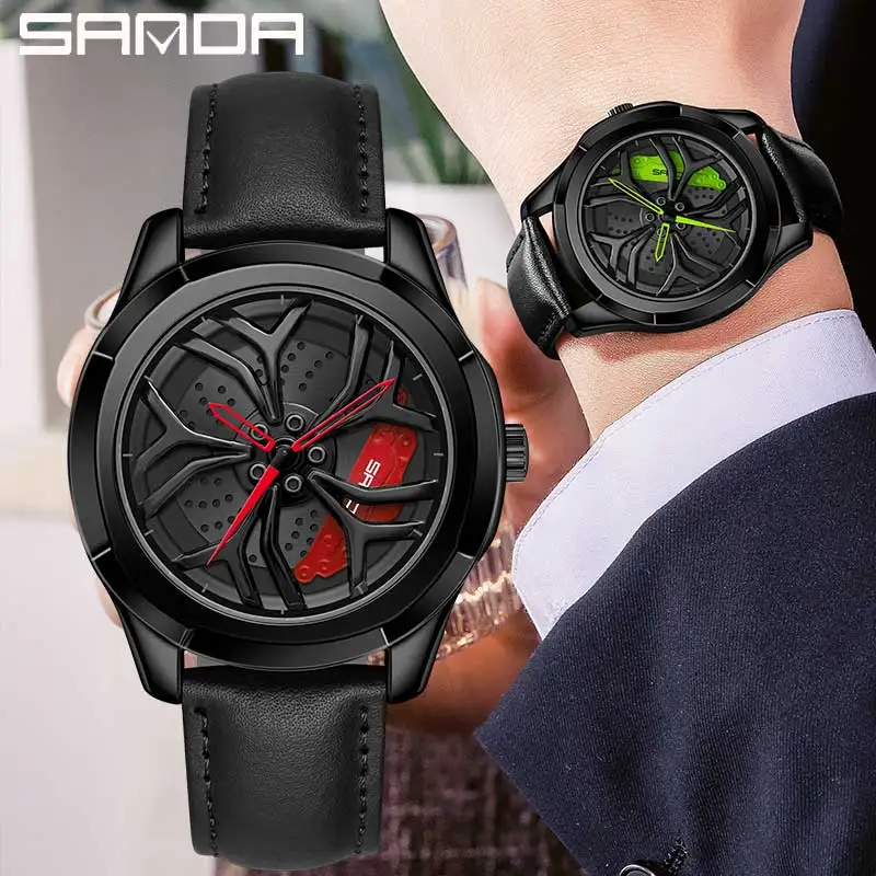 

Hot Sell Fashion Car Wheel Watch Men Rim Hub Luxury Sports Car Waterproof Stainless Steel Quartz Wristwatch Relogio Masculino