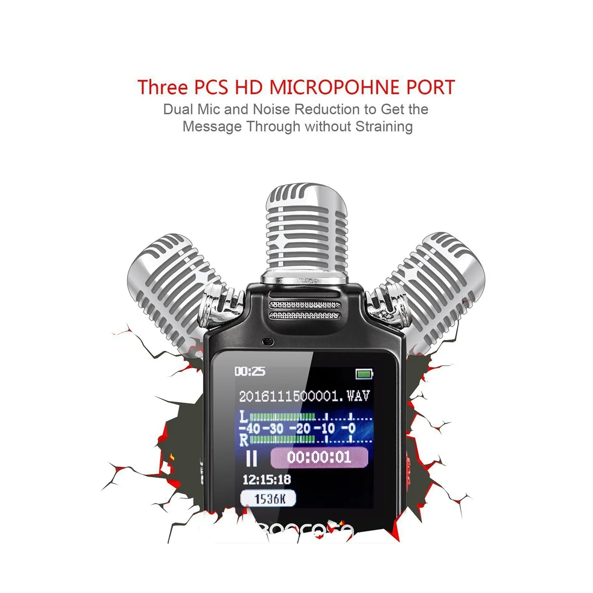 

Voice Recorder Recording Activated Audio Sound Digital Professional Dictaphone USB PCM 1536Kbps(16GB)