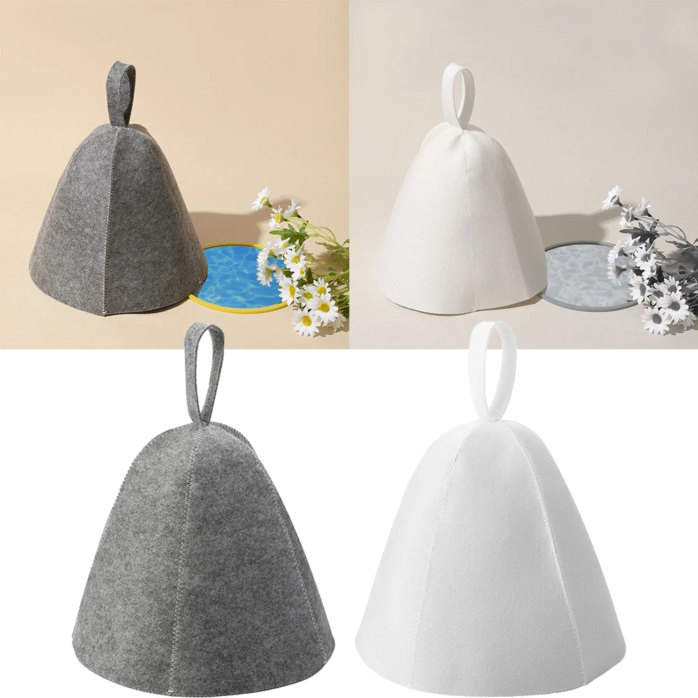 

1* Anti Heat Sauna Hat Thicken Wool Felt Shower Cap Hair Turban Quickly Towel Drying Towel Hats Grey/white Sauna Bathroom Parts