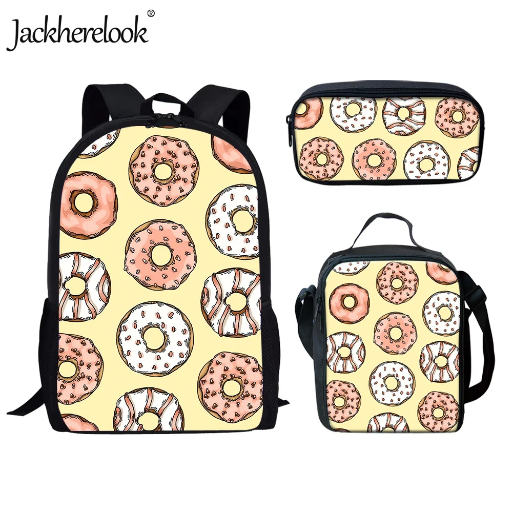 Jackherelook 3 шт./компл. детский школьный рюкзак с пончиком детские школьные сумки с пиццей для девочек и мальчиков вместительная сумка для книг ...
