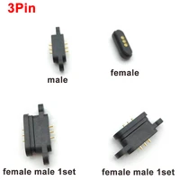 1pairs spring loaded magnetic pogo pin connector 3 positions magnets pitch 2 3mm 3p through holes pcb solder male female probe