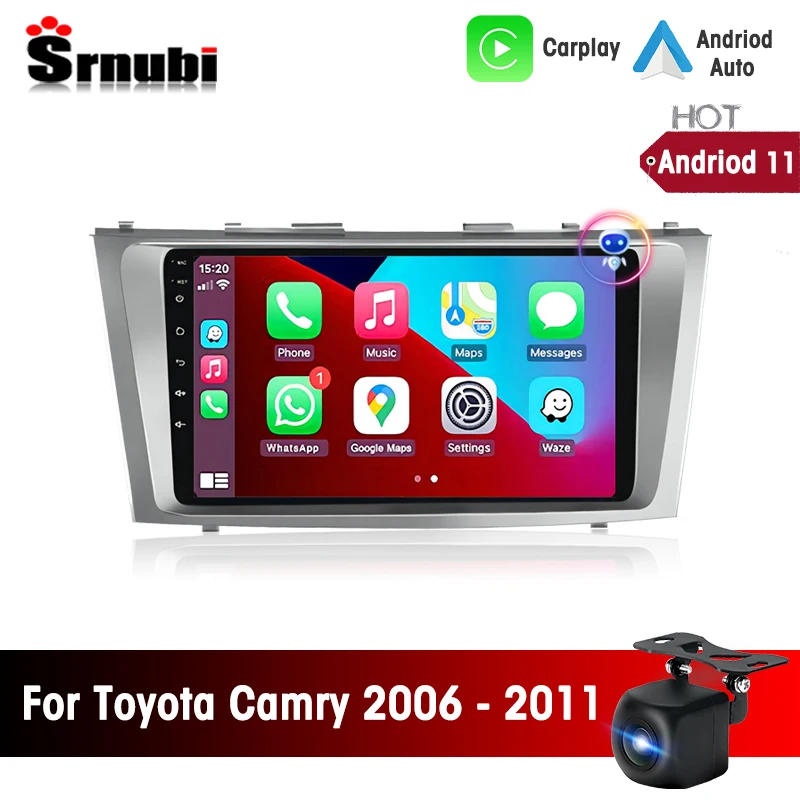 

Srnubi 2Din Android 11 Car Radio for Toyota Camry 7 XV 40 50 2006 - 2011 Carplay Multimedia Player GPS WIFI Stereo DVD Head Unit