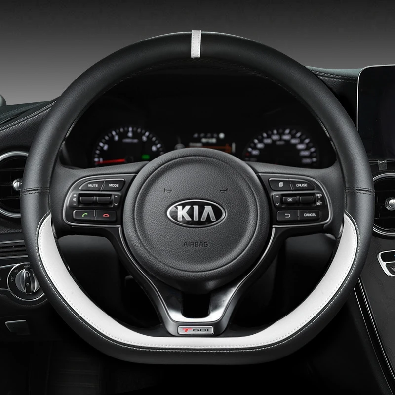 

D Shape Car Steering Wheel Cover For Kia K5 Ceed GT Stonic Proceed Sportage 2021 2020 2019 Auto Accessories 2018 2017 GT Sport