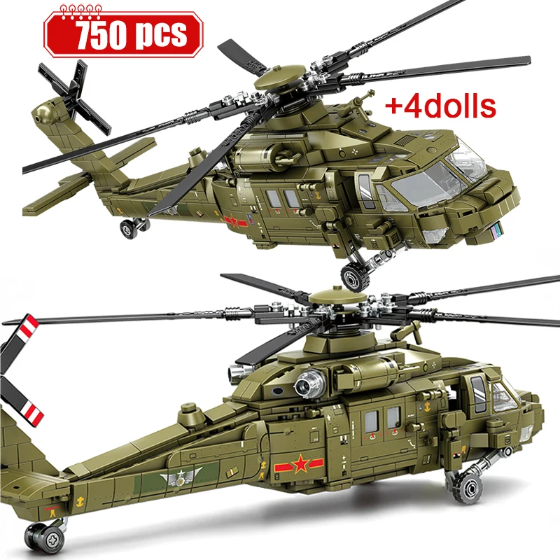 

750pcs WW2 Military Weapon Fighter Aircraft Building Blocks City Airplane Helicopter Figures Bricks Toys for Kids Gift
