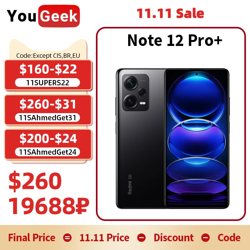Kup Nowy Xiaomi Redmi Note 12 Pro Plus 200MP Potrójny Aparat Fotograficzny Smartphone 120W Szybkie ładowanie 5000mAh Bateria MTK Dimensity 1080 NFC 12 Pro +