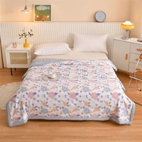 cool summer quilt washed cotton bedspread queen king air conditioning quilts floral a b version quilting blanket mechanical wash