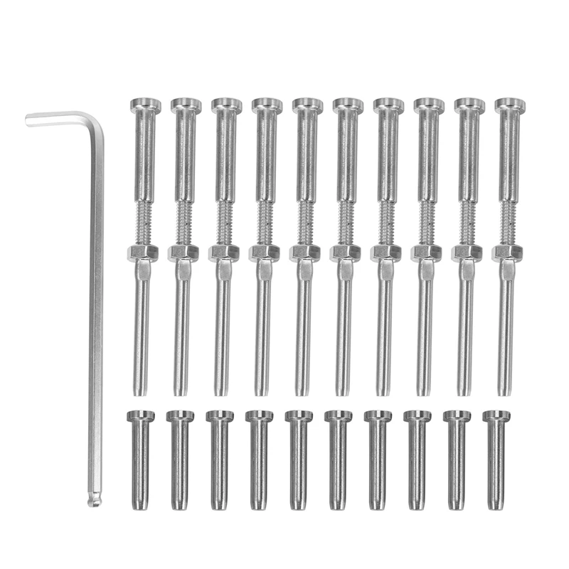 

Stemball Swage And Invisible Hex Head Threaded Stud Tension End Fitting Terminal Combination Pack For 1/8 Inch Cable Railing Kit