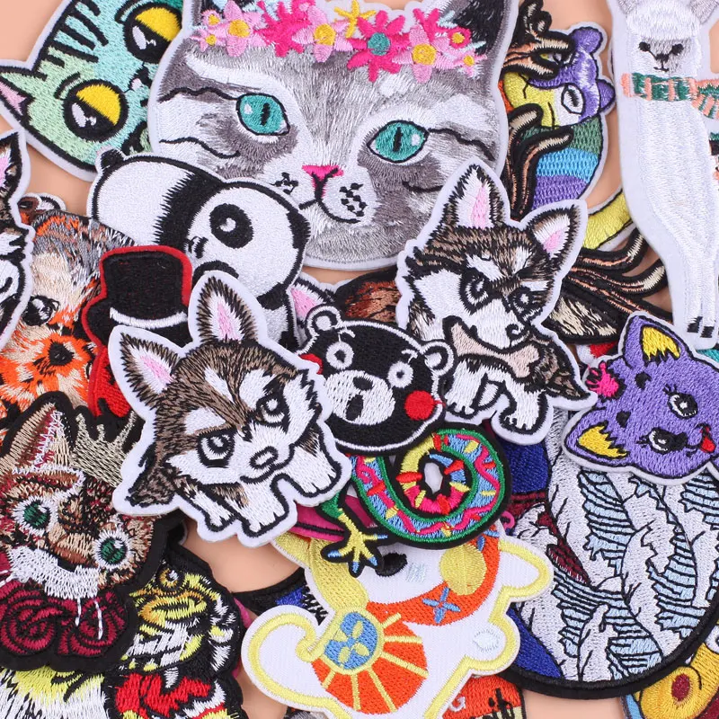 

Cute Animal Patches Iron on Embroidered Owl Wolf Bear Pig Panda Cat Patch for Children's Clothing Thermoadhesive Patches Badge