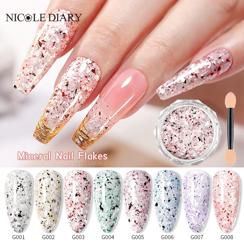 NICOLE DIARY Nail Powder Sequins Glitter Flakes Sparkly 3D Hexagon Colorful Spangles UV Gel Polish Manicure Nails Art Decoration