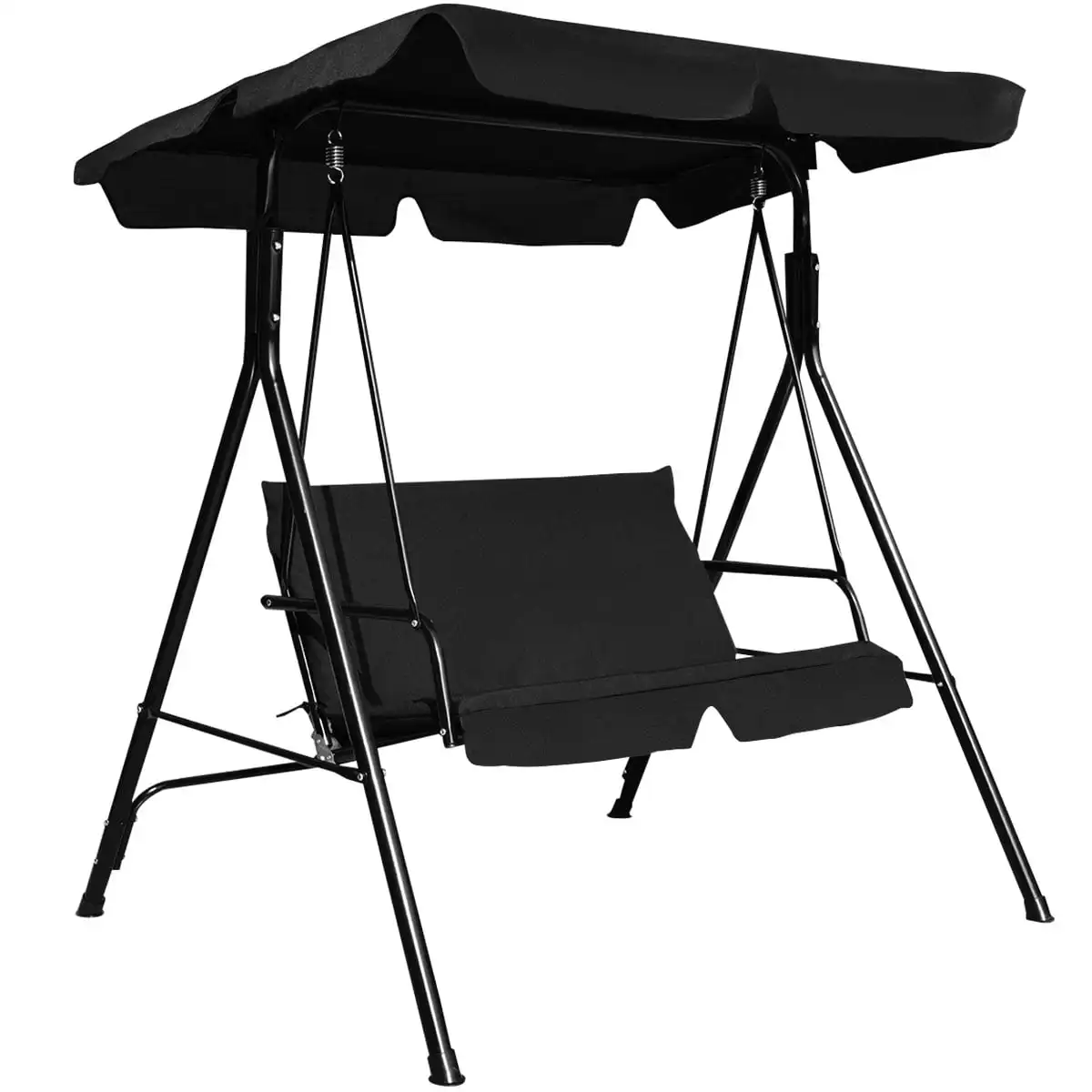 

Loveseat Patio Canopy Swing Glider Hammock Cushioned Steel Frame Outdoor Black
