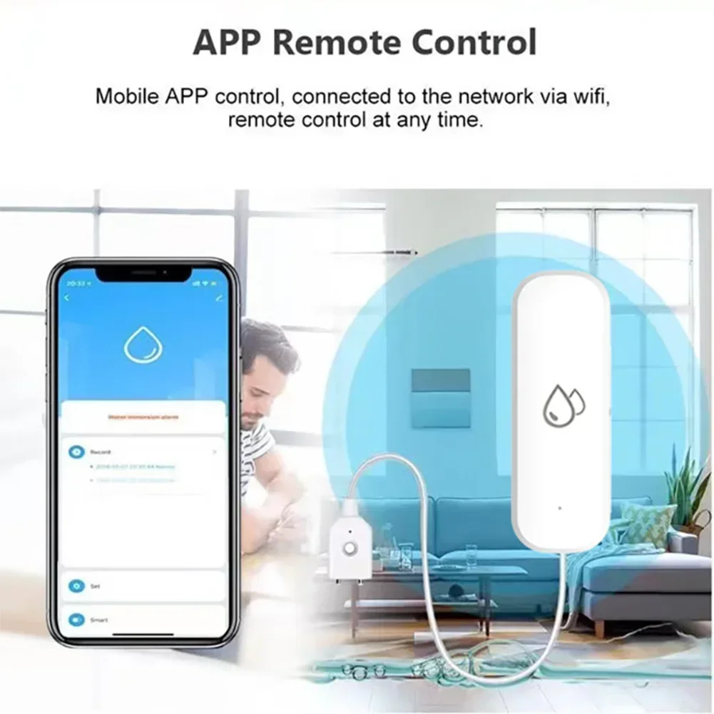 Для Tuya Wi-Fi умный дом датчик утечки воды детектор уровня перелива звуковая