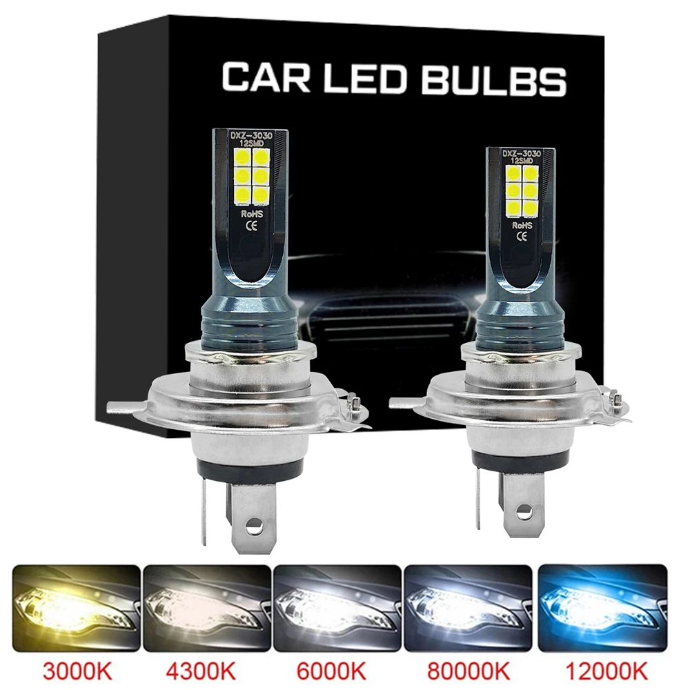 2Pcs H4 H7 LED Headlight H8 H9 H11 H1 H3 Car Fog Light Bulbs 9005 9006 Auto Driving Running Lamps 12000LM 80W 12V