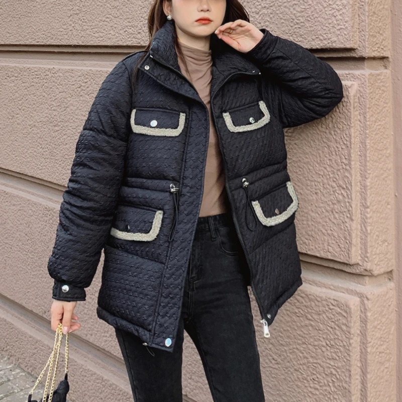 2022 New Winter Jacket Women Oversized Parkas Coat Fashion Solid Thick Warm Cotton Padded Parka Coat Casual Outwear