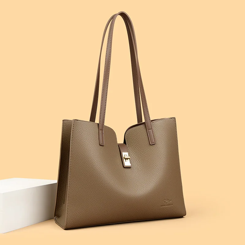 Сплошной цвет женская кожаная сумка подмышки модные женские сумки большой