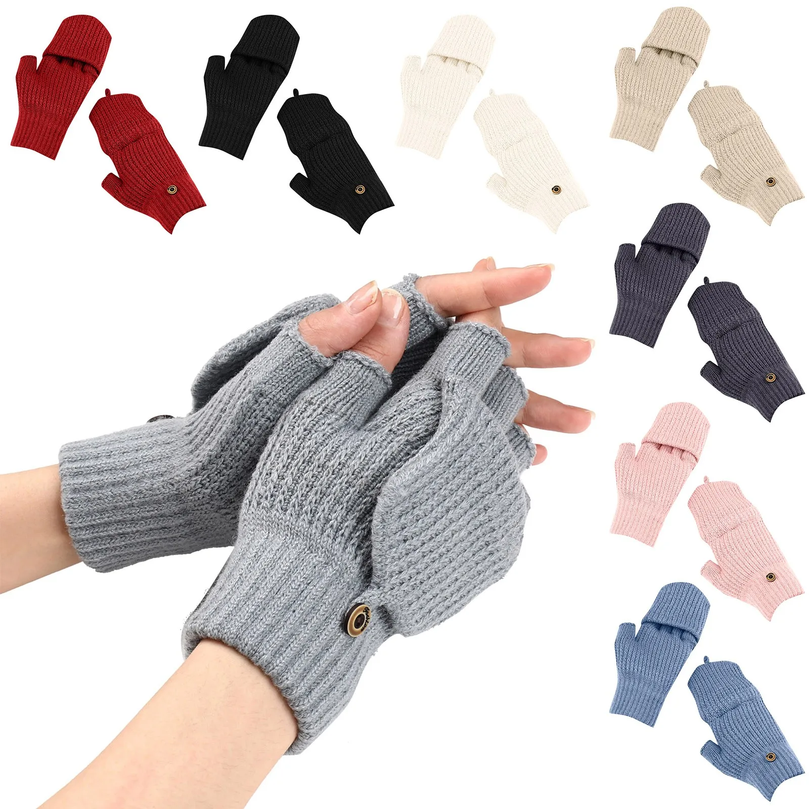 

Перчатки без пальцев для мужчин и женщин, шерстяные вязаные хлопковые митенки, теплые зимние перчатки для вождения, унисекс, 1 пара