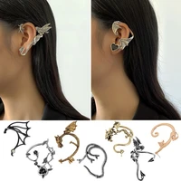 2022 hot sale punk rock ear clip dragon elf aesthetic cuff earrings for women vintage fairy flower creative jewelry