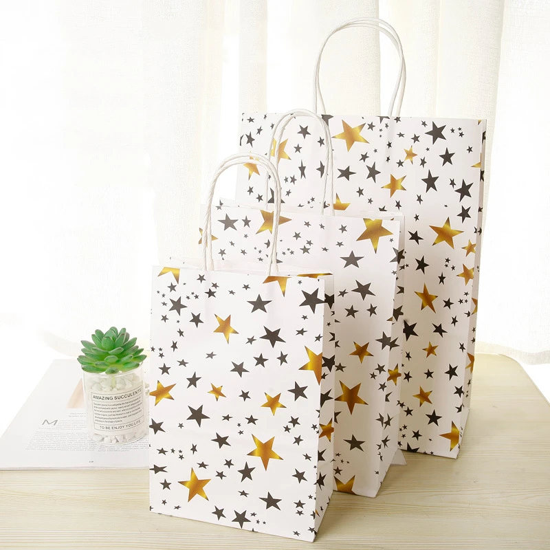 

30 шт крафт-бумажные пакеты с ручками вечерние бумажные подарочные пакеты для рождественских Свадебных Мероприятий бумажные пакеты для пок...