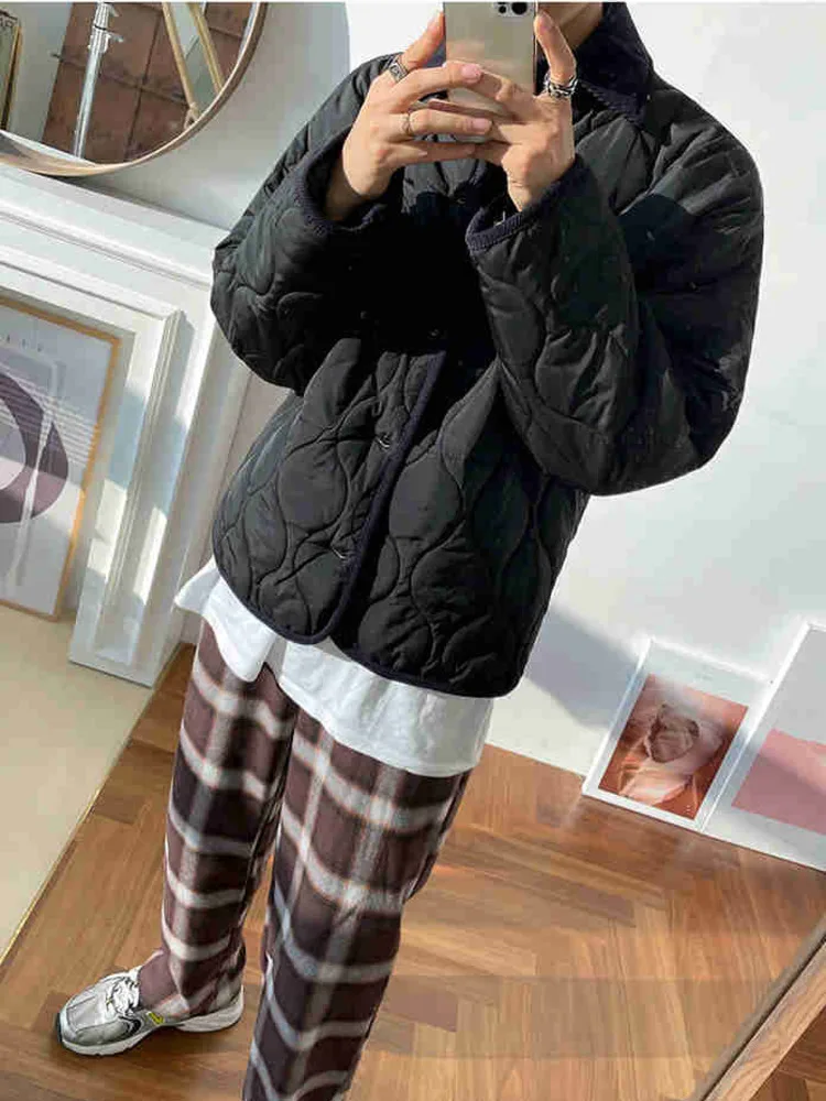 SYUHGFA Men Short Cotton Coat Korean Trend Autumn Winter Lightweight Quilted Jackets Lapel Single Breasted Padded Jacket 2021