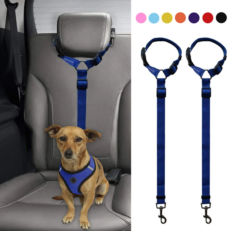 

Ремень автомобильный для домашних животных, однотонный нейлоновый поводок 2 в 1, вращение на 360 градусов