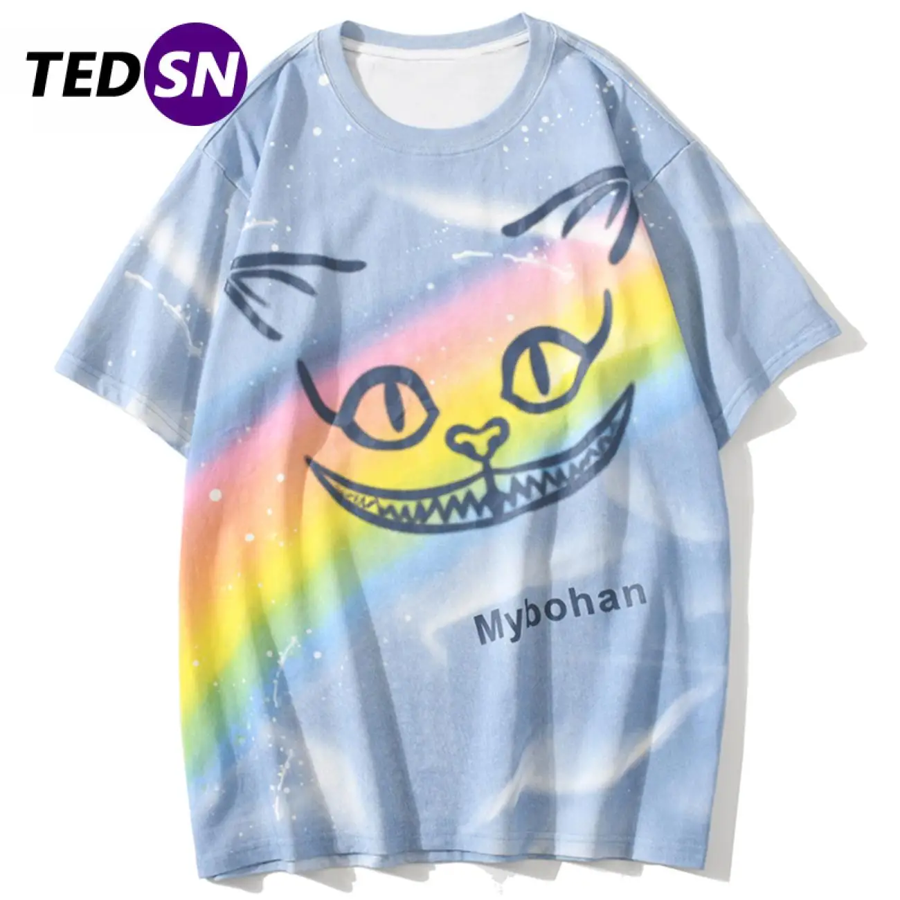 

Футболка мужская оверсайз в стиле хип-хоп с коротким рукавом и принтом енота