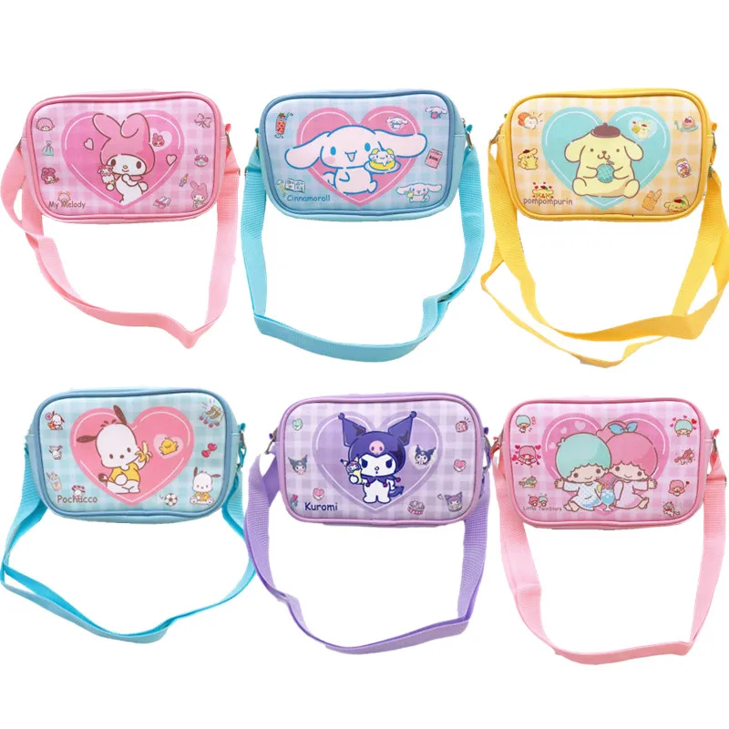 

Kawaii Anime Heart Sanrios My Melody Cinnamoroll Kuromi Cartoon PU Bag Toy Cute Messenger Bag Shoulder Bag Girls Birthday Gift