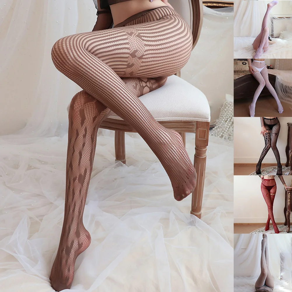Повседневный стиль ажурные чулки с высокой талией дизайн жаккардовым узором