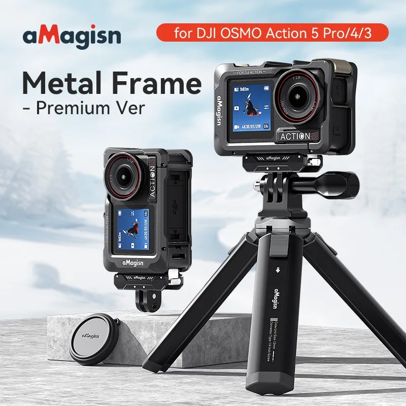 Фото Металлическая защитная рамка aMagisn для DJI Action5Pro/4/3: горизонтальная и вертикальная установка, премиум-качество №1