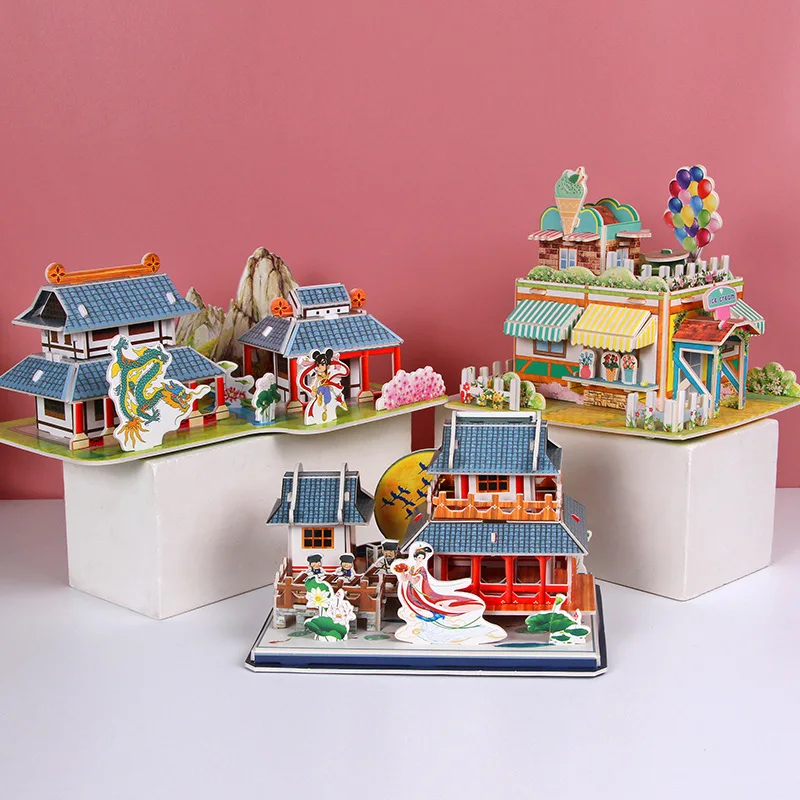 

Christmas 3d Jigsaw Puzzle Paper, Chinese Style Model, Children's Educational Toys, Boys And Girls
