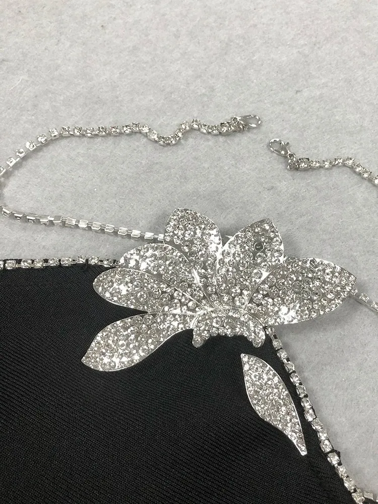 Женское облегающее мини-платье со стразами Элегантное Черное вечернее Клубное