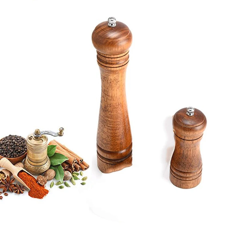 

Classical Oak Wood Pepper Spice Mill Grinder Set BBQ Tools Set Handheld Seasoning Mills Grinder Ceramic Grinding Core