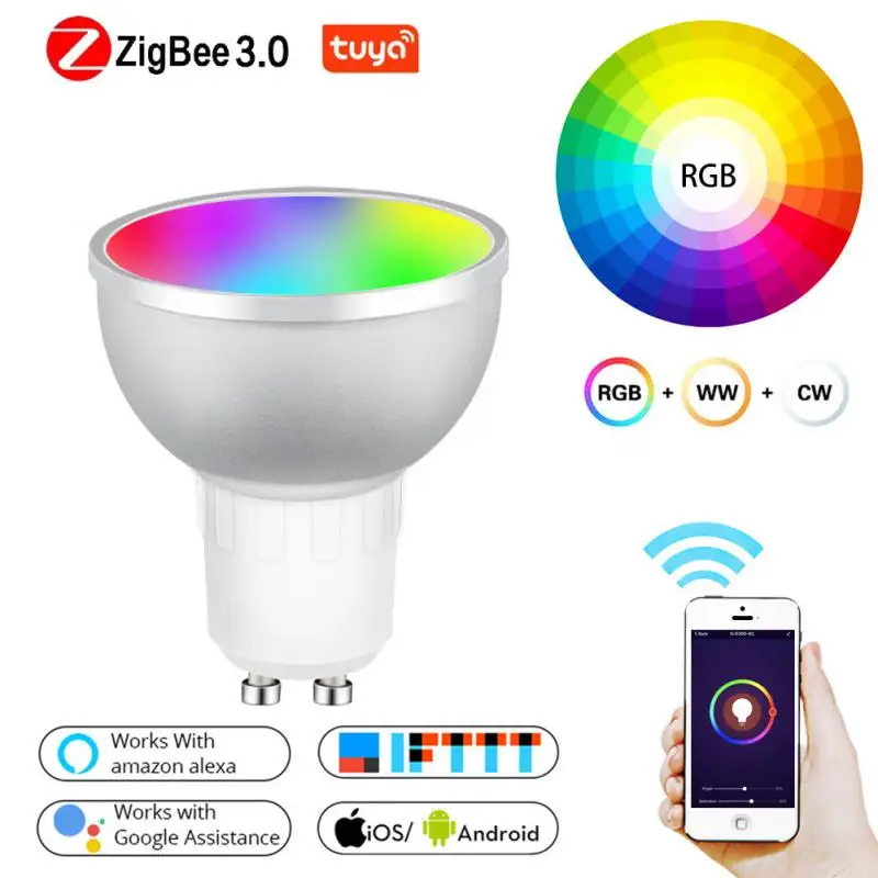 Умный беспроводной прожектор Rgbcw таймер Zigbee 3 0 работает с Smart Life Alexa Home умная Светодиодная | Отзывы и видеообзор -1005005839856804