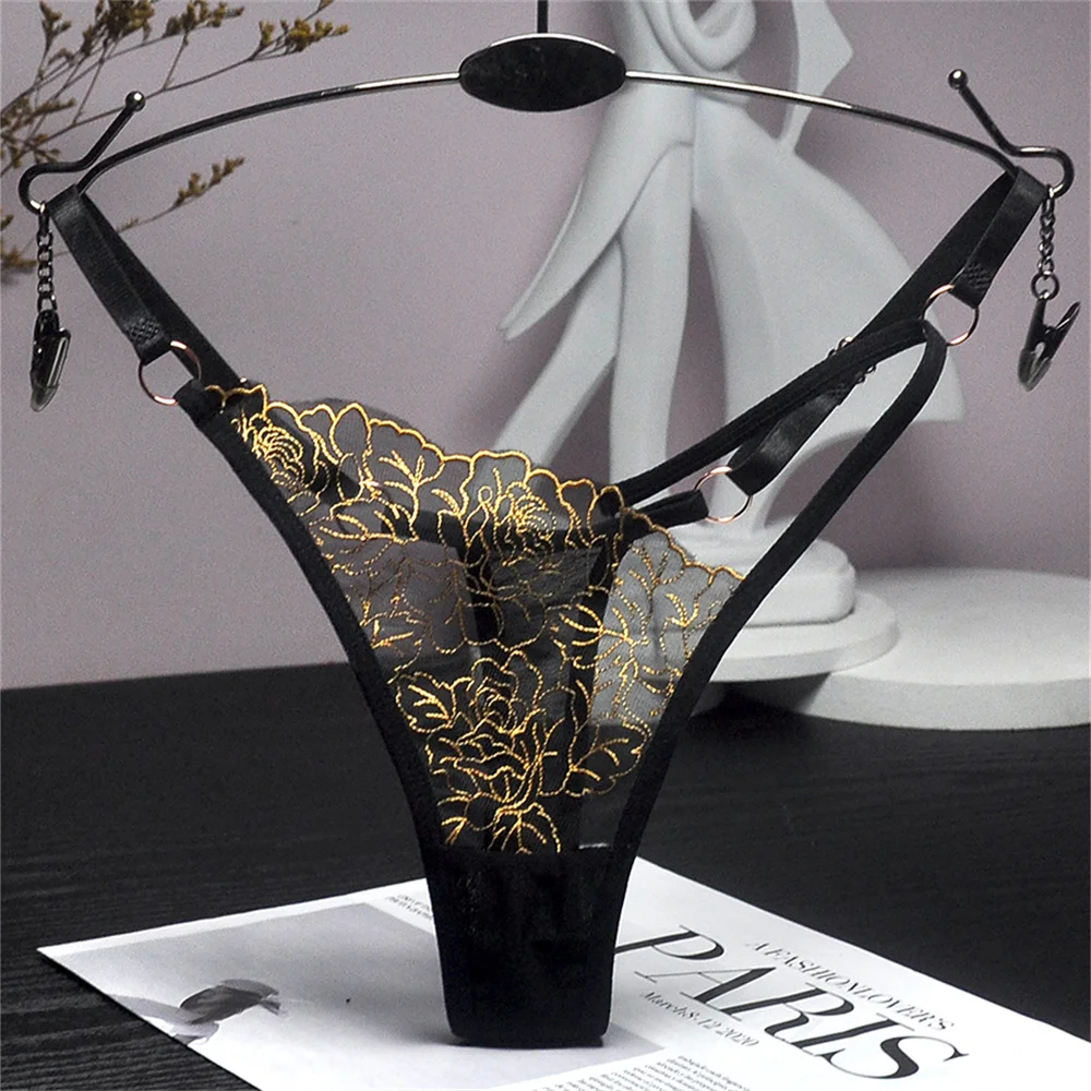 

Women's V-shaped lace Thong pants, adjustable hollow mesh pants, 1-2 pieces